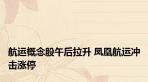航运概念股午后拉升 凤凰航运冲击涨停