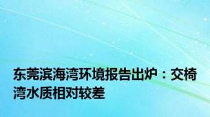 东莞滨海湾环境报告出炉：交椅湾水质相对较差