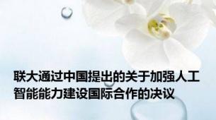 联大通过中国提出的关于加强人工智能能力建设国际合作的决议