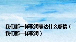 我们都一样歌词表达什么感情（我们都一样歌词）