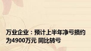 万业企业：预计上半年净亏损约为4900万元 同比转亏