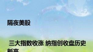 隔夜美股 | 三大指数收涨 纳指创收盘历史新高