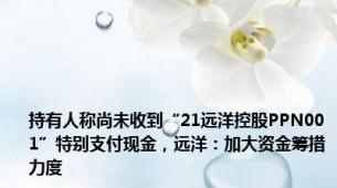持有人称尚未收到“21远洋控股PPN001”特别支付现金，远洋：加大资金筹措力度