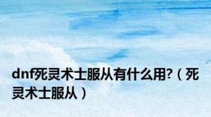 dnf死灵术士服从有什么用?（死灵术士服从）