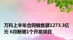 万科上半年合同销售额1273.3亿元 6月新增1个开发项目