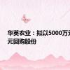 华英农业：拟以5000万元-1亿元回购股份