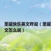 圣诞快乐英文咋说（圣诞快乐英文怎么说）