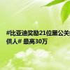 #比亚迪奖励21位黑公关线索提供人# 最高30万