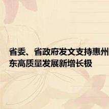 省委、省政府发文支持惠州打造广东高质量发展新增长极