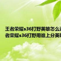 王者荣耀s36打野英雄怎么选择 王者荣耀s36打野用谁上分英雄推荐
