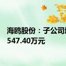 海鸥股份:子公司增资7547.40万元
