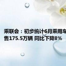 乘联会:初步统计6月乘用车市场零售175.5万辆 同比下降8%
