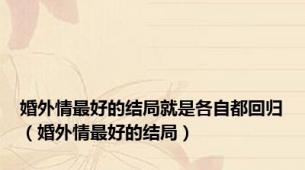 婚外情最好的结局就是各自都回归（婚外情最好的结局）