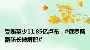 受贿至少11.85亿卢布，#俄罗斯副防长被解职#