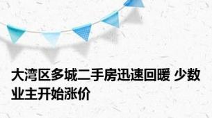 大湾区多城二手房迅速回暖 少数业主开始涨价