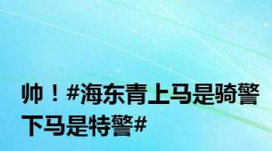 帅！#海东青上马是骑警下马是特警#