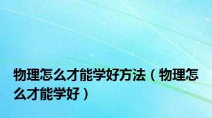 物理怎么才能学好方法（物理怎么才能学好）