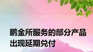 鹏金所服务的部分产品出现延期兑付