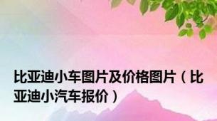 比亚迪小车图片及价格图片（比亚迪小汽车报价）