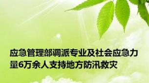 应急管理部调派专业及社会应急力量6万余人支持地方防汛救灾