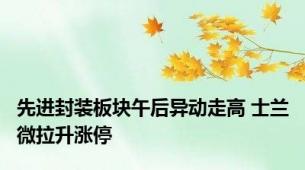 先进封装板块午后异动走高 士兰微拉升涨停