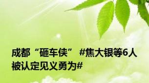 成都“砸车侠” #焦大银等6人被认定见义勇为#