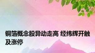 铜箔概念股异动走高 经纬辉开触及涨停