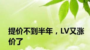 提价不到半年，LV又涨价了