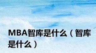 MBA智库是什么（智库是什么）