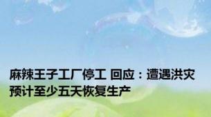 麻辣王子工厂停工 回应：遭遇洪灾 预计至少五天恢复生产