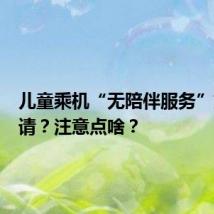 儿童乘机“无陪伴服务”如何申请?注意点啥?