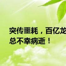 突传噩耗，百亿龙头副总不幸病逝！