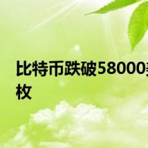 比特币跌破58000美元/枚
