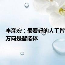李彦宏：最看好的人工智能应用方向是智能体
