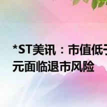 *ST美讯:市值低于3亿元面临退市风险