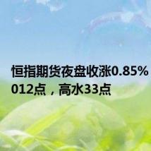 恒指期货夜盘收涨0.85%，报18012点，高水33点