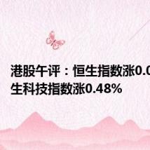 港股午评:恒生指数涨0.05% 恒生科技指数涨0.48%