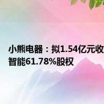 小熊电器：拟1.54亿元收购罗曼智能61.78%股权