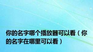 你的名字哪个播放器可以看（你的名字在哪里可以看）