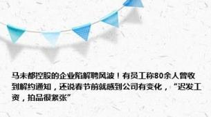 马未都控股的企业陷解聘风波！有员工称80余人曾收到解约通知，还说春节前就感到公司有变化，“迟发工资，拍品很紧张”