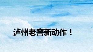 泸州老窖新动作！