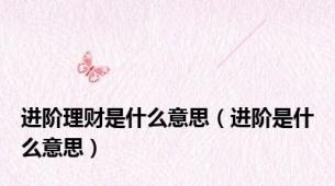 进阶理财是什么意思（进阶是什么意思）