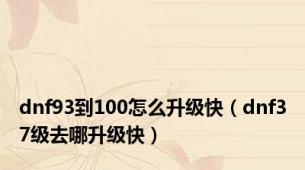 dnf93到100怎么升级快（dnf37级去哪升级快）