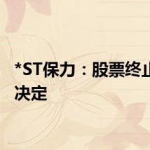 *ST保力:股票终止上市决定