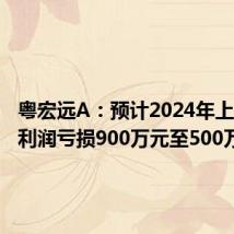 粤宏远A:预计2024年上半年净利润亏损900万元至500万元