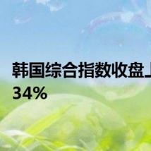 韩国综合指数收盘上涨1.34%