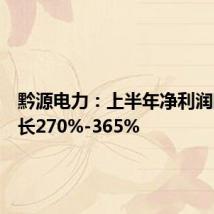 黔源电力:上半年净利润同比增长270%-365%