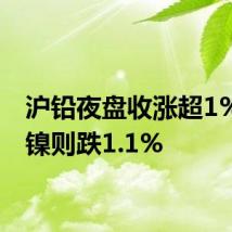沪铅夜盘收涨超1%,沪镍则跌1.1%