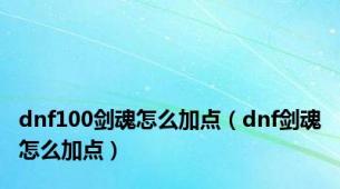 dnf100剑魂怎么加点（dnf剑魂怎么加点）