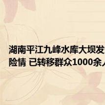 湖南平江九峰水库大坝发生渗漏险情 已转移群众1000余人